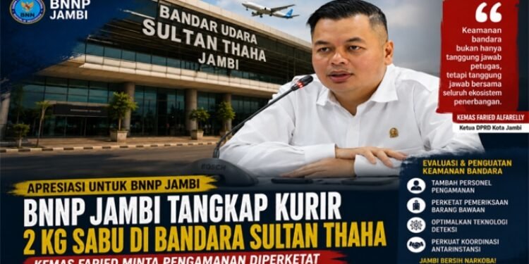 Ketua DPRD Kota Jambi Apresiasi BNNP Gagalkan Penyelundupan Sabu di Bandara Sultan Thaha